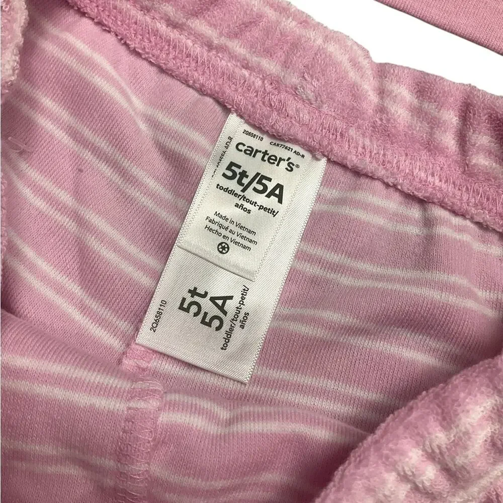 Carter's Girl Striped Terry Top & Shorts Set Pink Size 5T NWT
